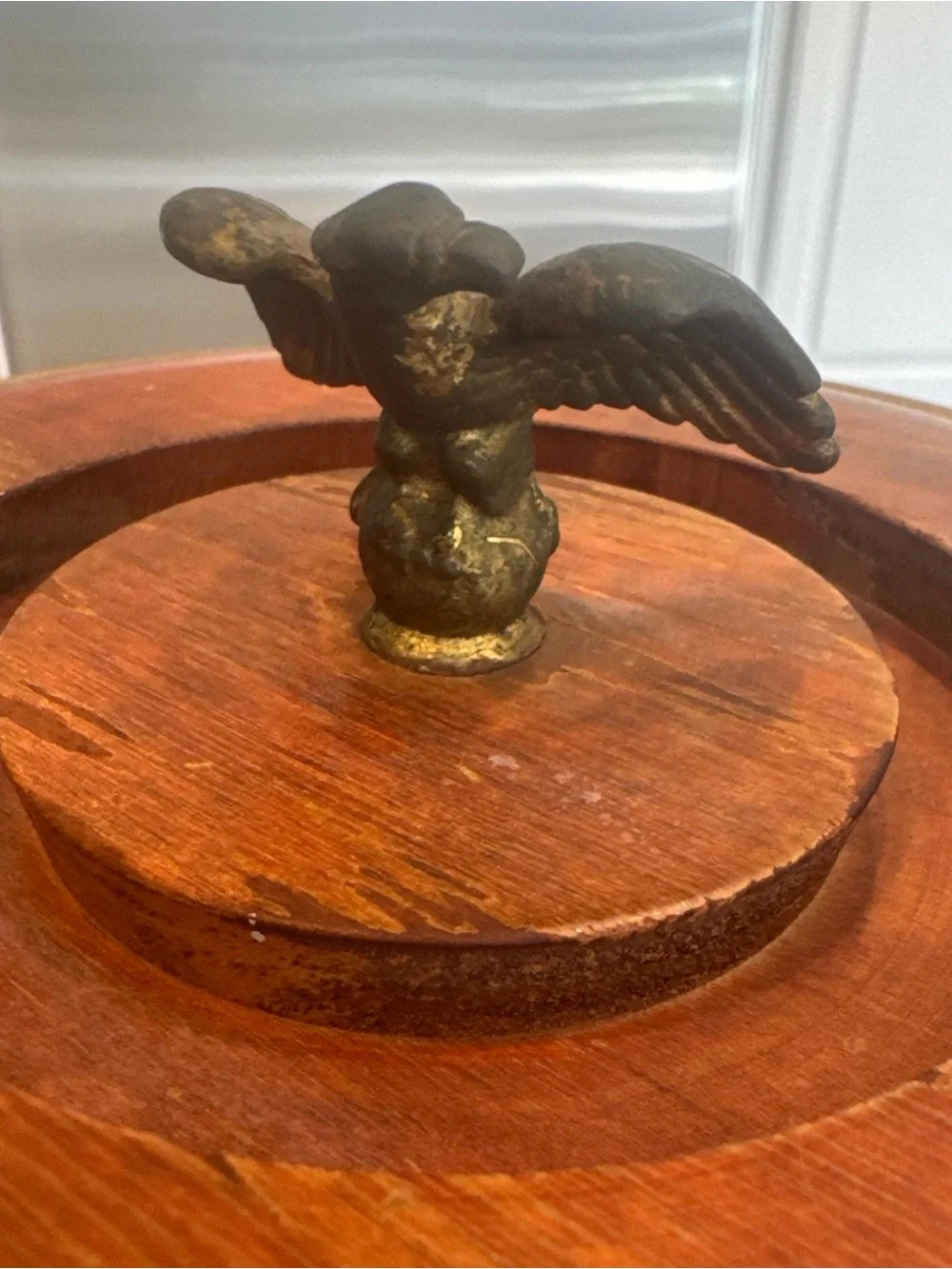 Brown Leather Barrel Ice Bucket with Eagle Finial